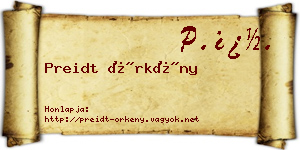 Preidt Örkény névjegykártya